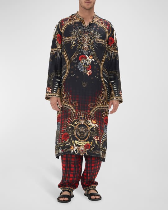 Camilla Men's Graphic Silk Kaftan Neiman Marcus
