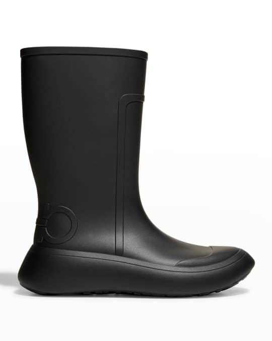 Ferragamo Men's Gancini PVC Rain Boots | Neiman Marcus
