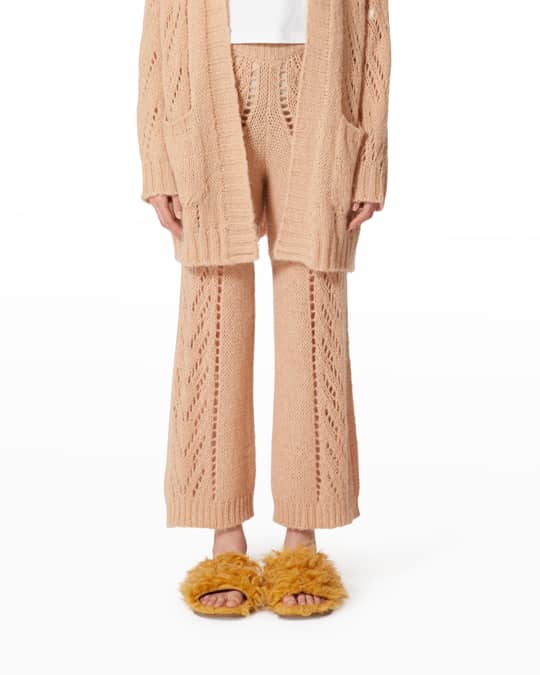 REDValentino Wool-Cashmere Pointelle Pants | Neiman Marcus