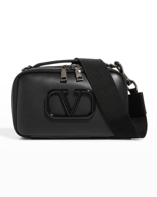 Valentino Garavani Men's Lacquered V-Logo Leather Crossbody Bag ...