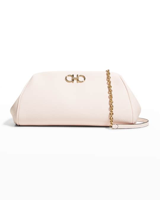 Ferragamo Gancini Leather Clutch Bag w/ Strap | Neiman Marcus