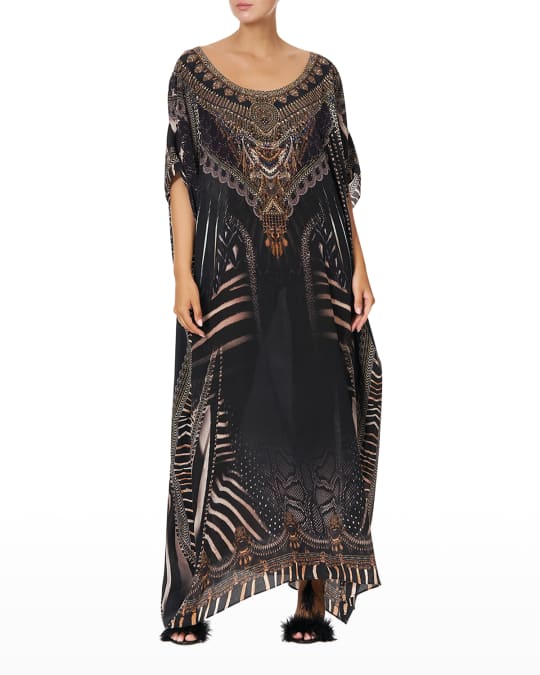 Camilla Quechua King Silk Round-Neck Kaftan | Neiman Marcus