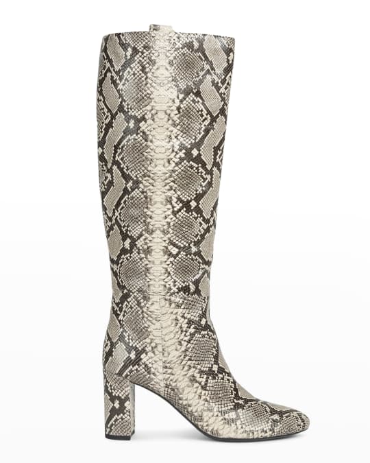 Geox Pheby Python-Print Leather Tall Boots | Neiman Marcus