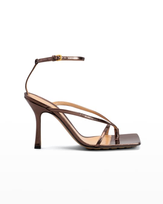 Bottega Veneta Multi Strap Metallic Stretch High-Heel Sandals | Neiman ...