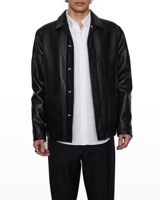 FRAME Men's Leather Workwear Jacket | Neiman Marcus