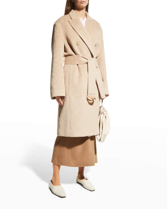 Belted Peak Lapel Mid Length Coat