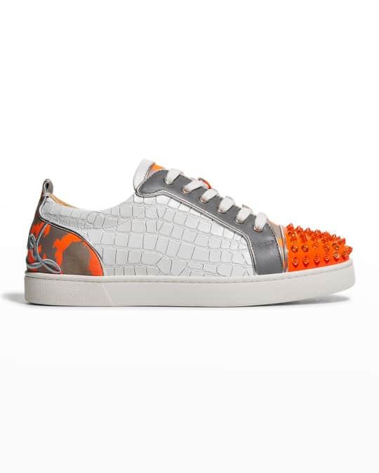 Christian Louboutin Men's Fun Lou Glitter Leather Spike-Toe High