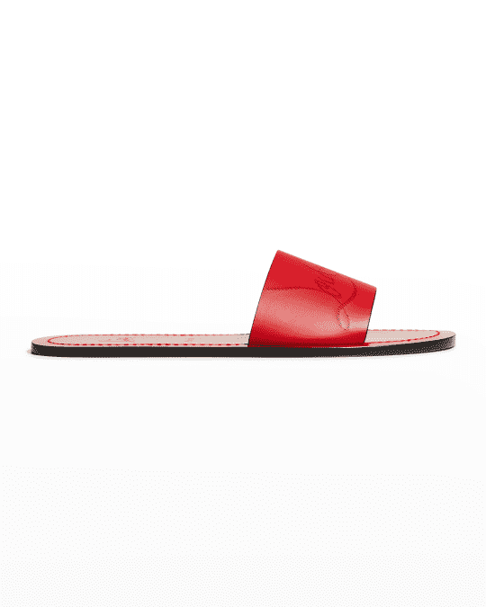 sz 10 / 43 Christian Louboutin Men's Coolraoul Red Logo Flat Slide Sandalst  Shoe