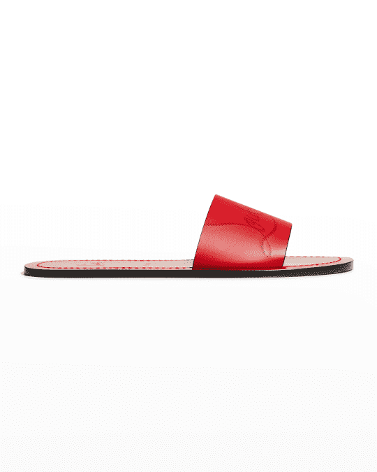 Christian Louboutin Men's Loubi Tonal Spiked Red Sole Flip Flops