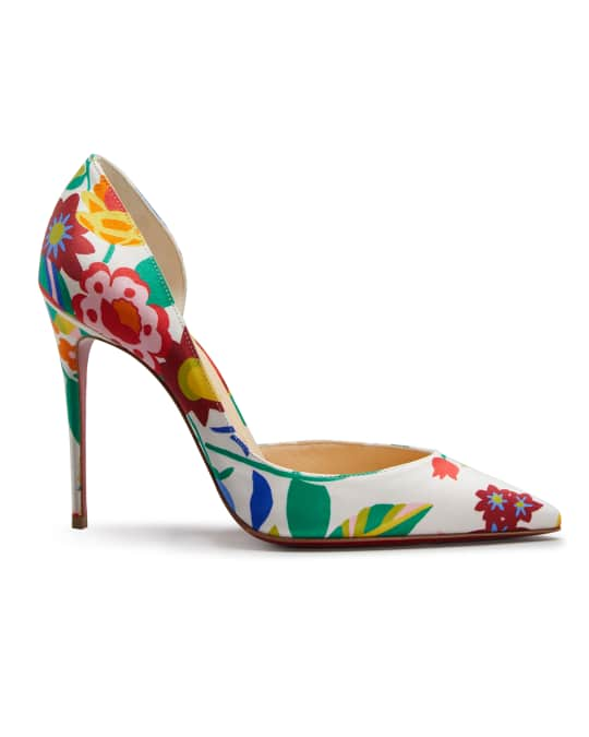 Christian Louboutin Iriza 100mm Crepe Satin Bloomy Red Sole Pumps ...