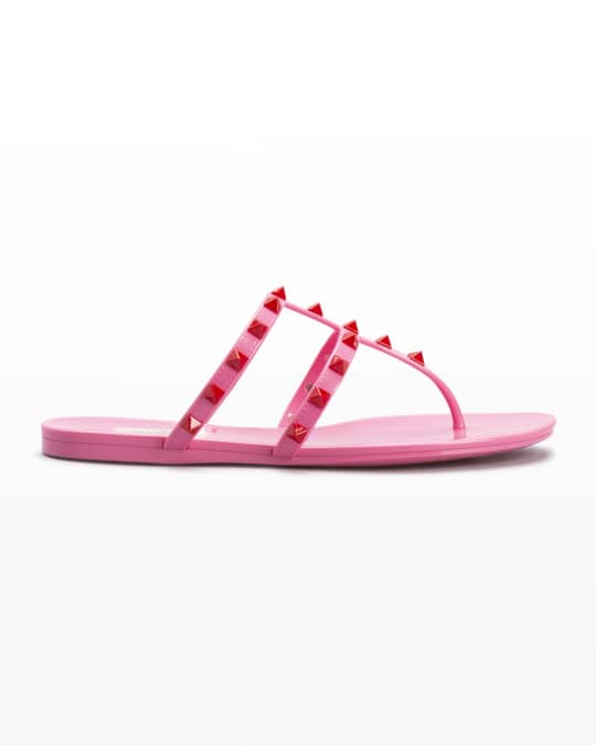 Valentino Garavani 5mm Rockstud PVC Thong Sandals | Neiman Marcus