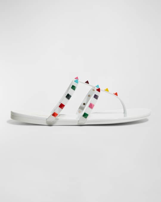 Valentino Garavani 5mm Multi Rockstud PVC Thong Sandals | Neiman Marcus