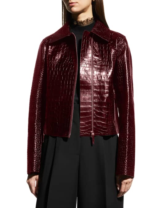 Bex Croc Embossed Leather Jacket