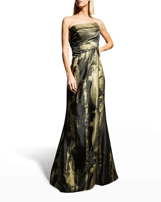 Rene Ruiz Collection Jacquard Fit-&-Flare Bustier Gown | Neiman Marcus