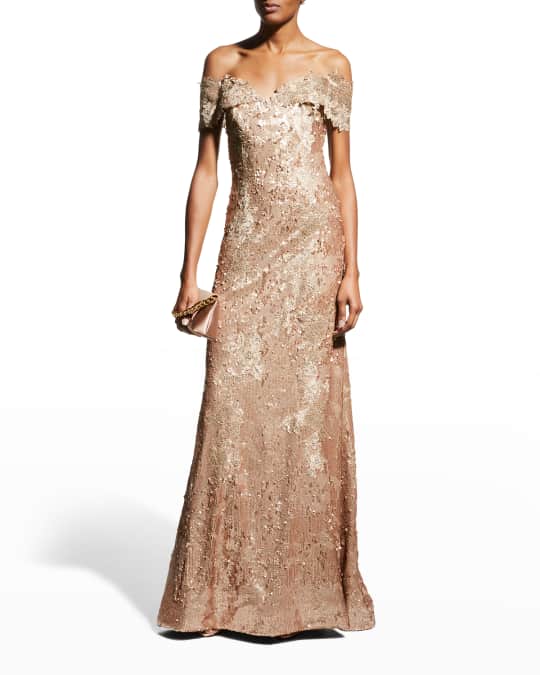 Rene ruiz off the shoulder gown sale