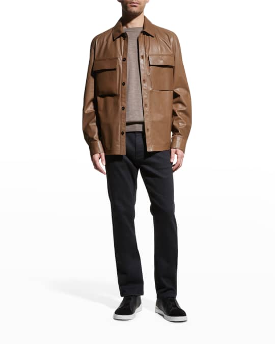 ZEGNA Men's Leather Overshirt | Neiman Marcus