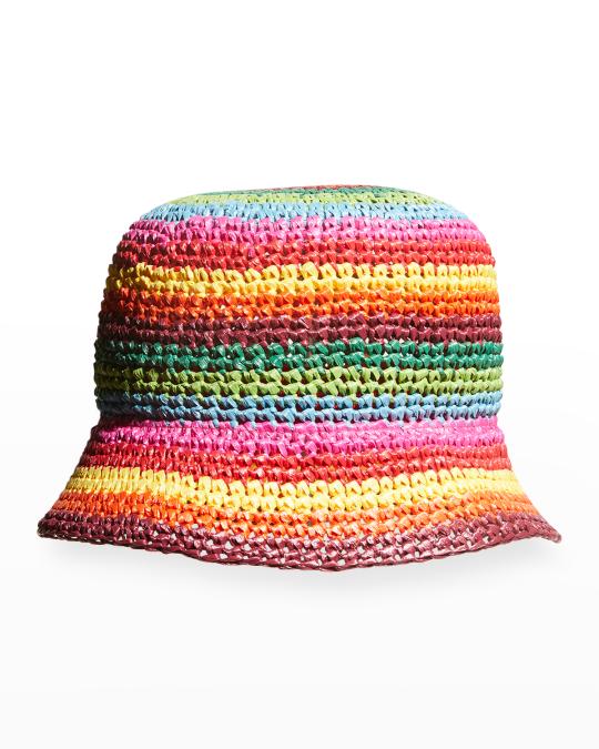 Valentino Garavani Multicolor Crochet Bucket Hat | Neiman Marcus