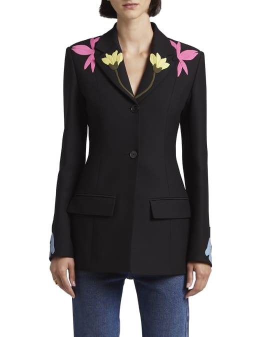 Valentino Garavani Floral Shoulder Blazer Jacket | Neiman Marcus