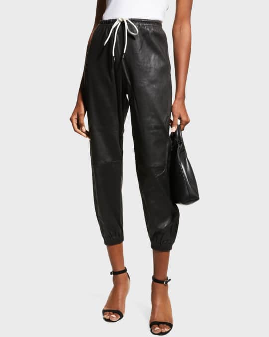 SPRWMN Drawstring Leather Joggers Neiman Marcus