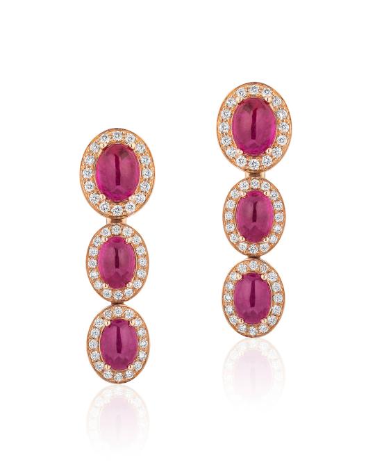 Andreoli 18K Rose Gold Ruby and Diamond Triple Stack Earrings | Neiman ...