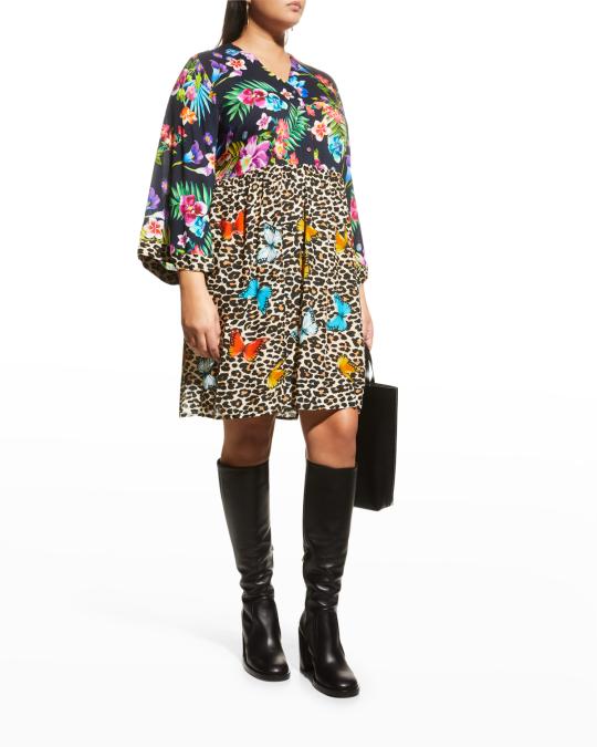 johnny was flare sleeve tunic dress Johnny Was Plus Plus Size Jungle Tunic Coverup Dress