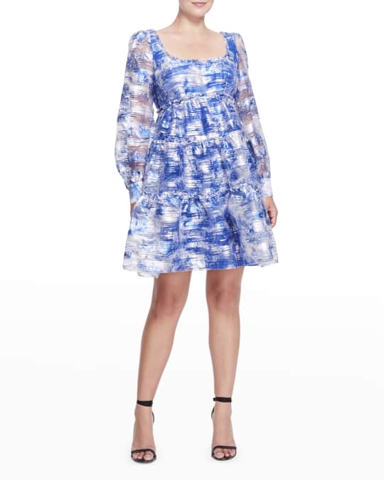 Marchesa Notte Printed Fil Coupe Babydoll Dress Neiman Marcus