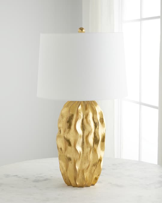 Old World Design Large Stanton Gold Leaf Wave Table Lamp | Neiman Marcus