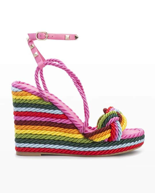 Valentino Garavani Rockstud Torchon 115mm Rainbow Espadrille Sandals ...