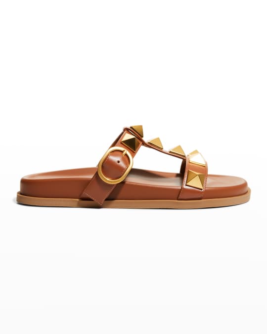 Valentino Garavani Roman Stud 5mm Slides | Neiman Marcus