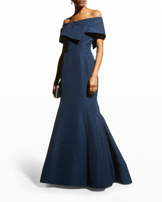 Oscar de la Renta Draped Off-The-Shoulder Gown | Neiman Marcus