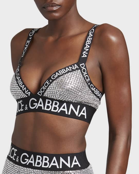 Dolce&Gabbana Logo Stretch Satin Triangle Bra
