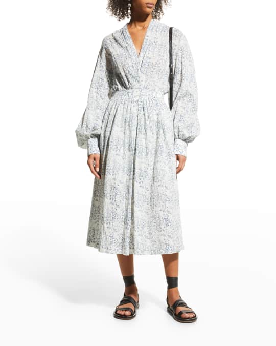 Dawei Studio Blouson-Sleeve Midi Dress | Neiman Marcus