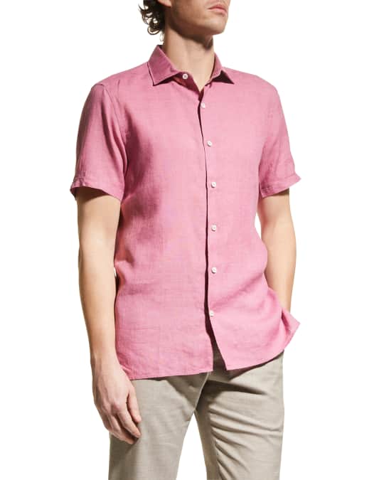 ZEGNA Men's Solid Linen Sport Shirt | Neiman Marcus