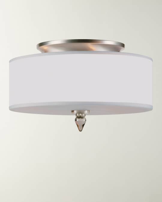 Luxo 3-Light Drum Shade Nickel Flush Mount