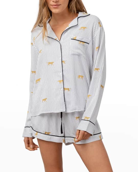 Rails Kellen Striped Wild Cats Pajama Set Neiman Marcus