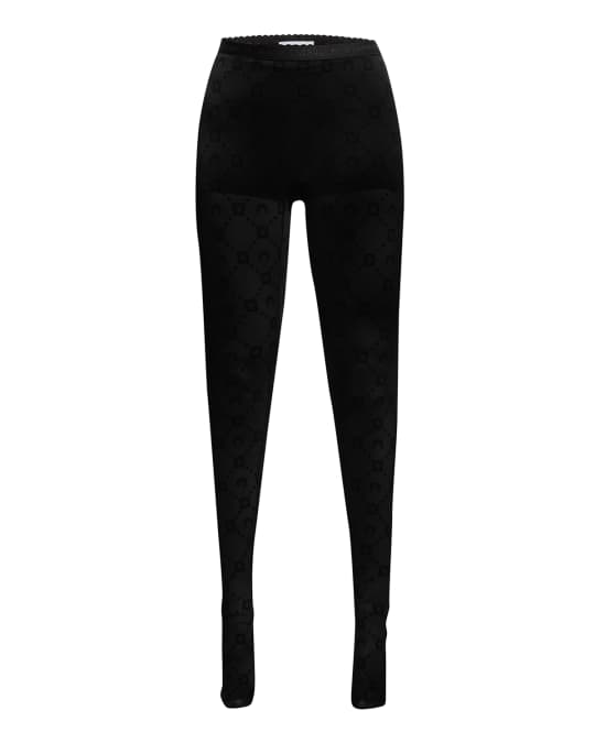 Marine Serre Logo-Check Sheer Tights | Neiman Marcus