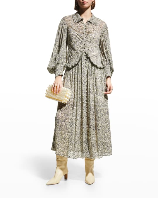 rebecca taylor fleur silk midi dress Rebecca Taylor Fleur Ruffle Dress