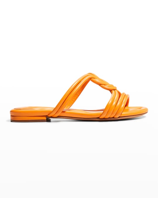 Alexandre Birman Vicky Leather Knot Flat Sandals | Neiman Marcus