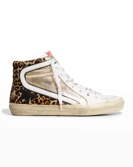 Golden Goose Slide Leopard Print Mid Sneakers Neiman Marcus