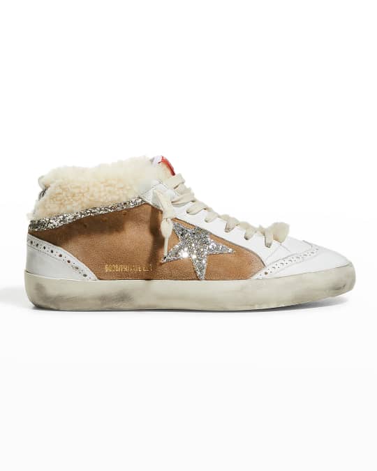 Golden Goose Mid Star Shearling Glitter Sneakers | Neiman Marcus