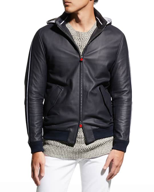 Kiton Men s Stripe Sleeve Blouson Jacket Neiman Marcus