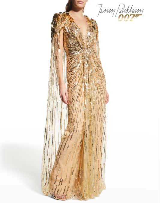 x 007 Capsule Collection Goldfinger Cape Gown