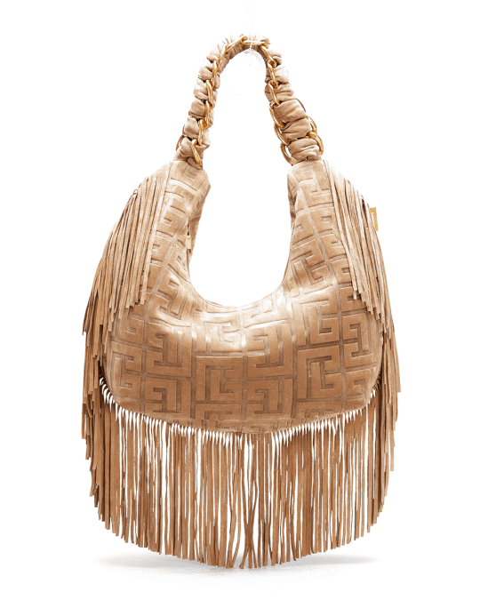 Pillow Monogram Fringe Hobo Shoulder Bag