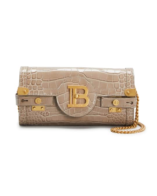Balmain BBuzz Pouch 23 Moc-Croc Crossbody Bag Neiman Marcus