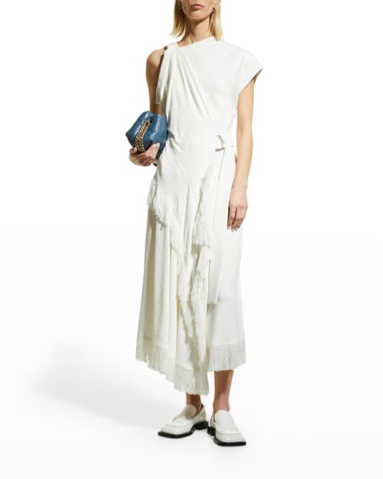 【PROENZA SCHOULER】アシンメトリー ミディ丈ワンピース Proenza Schouler Textured Asymmetric Fringe Belted Dress