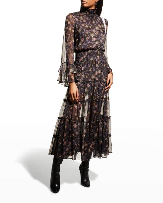 MISA Los Angeles Bethany Tiered Chiffon Maxi Dress | Neiman Marcus