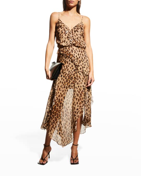 princess polly baby blue dress Reiss Animal Print Asymmetric Belted Dress in Nude/Black