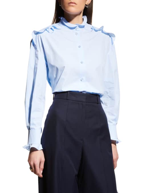 Ruffle button down shirt new arrivals