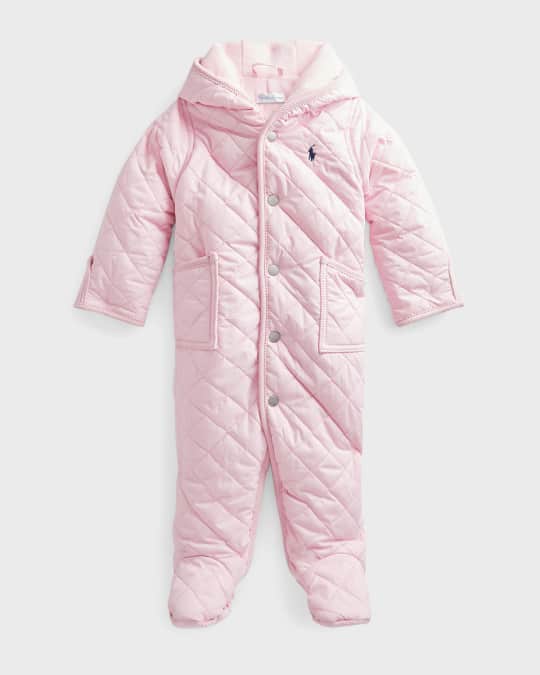 Girl s Logo Hooded Quilted Snowsuit Size Newborn 9M
