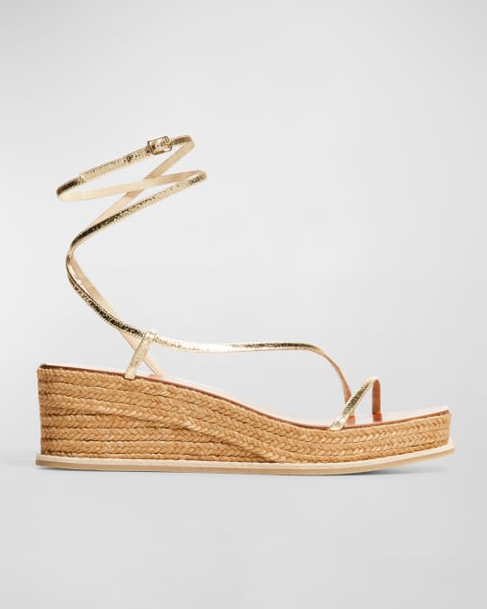 Jimmy Choo Drive Metallic Wedge Espadrille Sandals Neiman Marcus